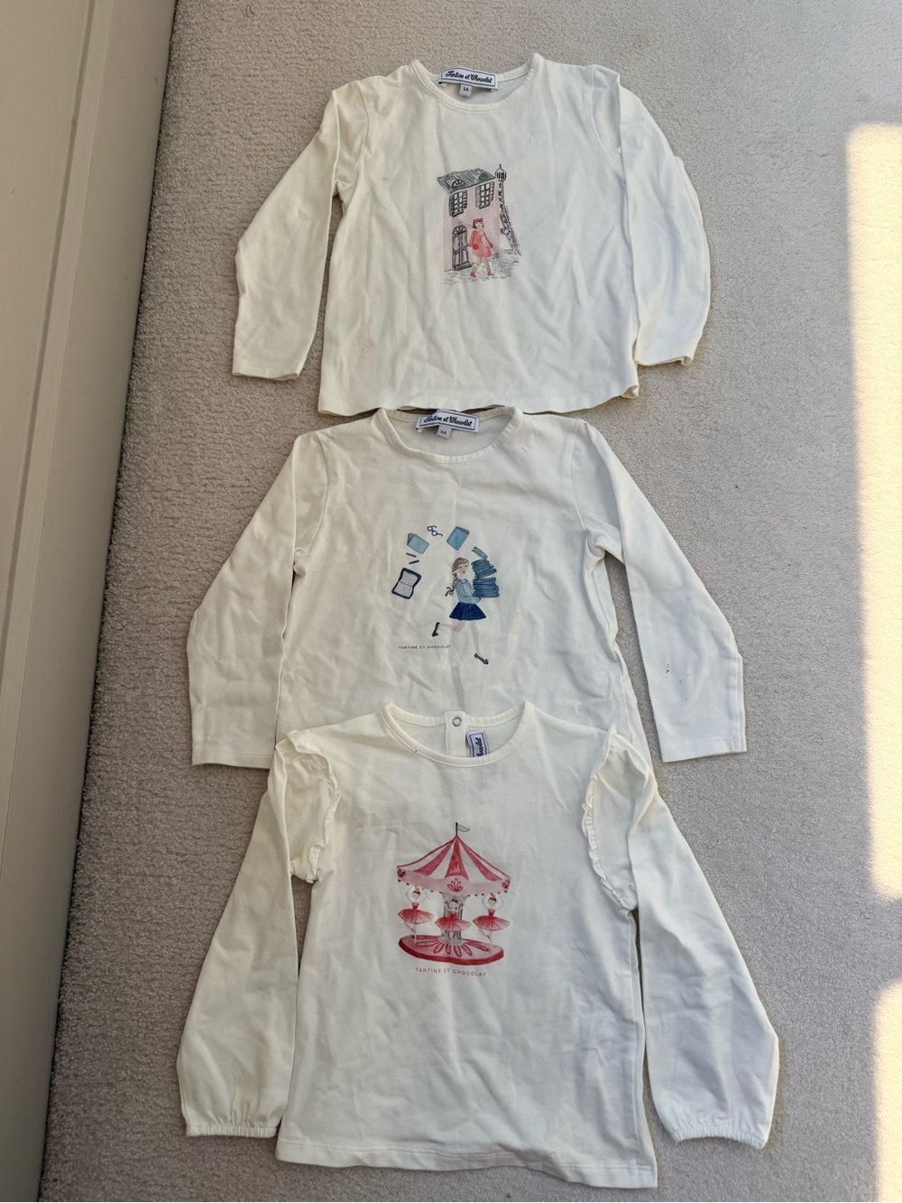 Lot of 3 Tartin et Chocolat Long Sleeved Shirts